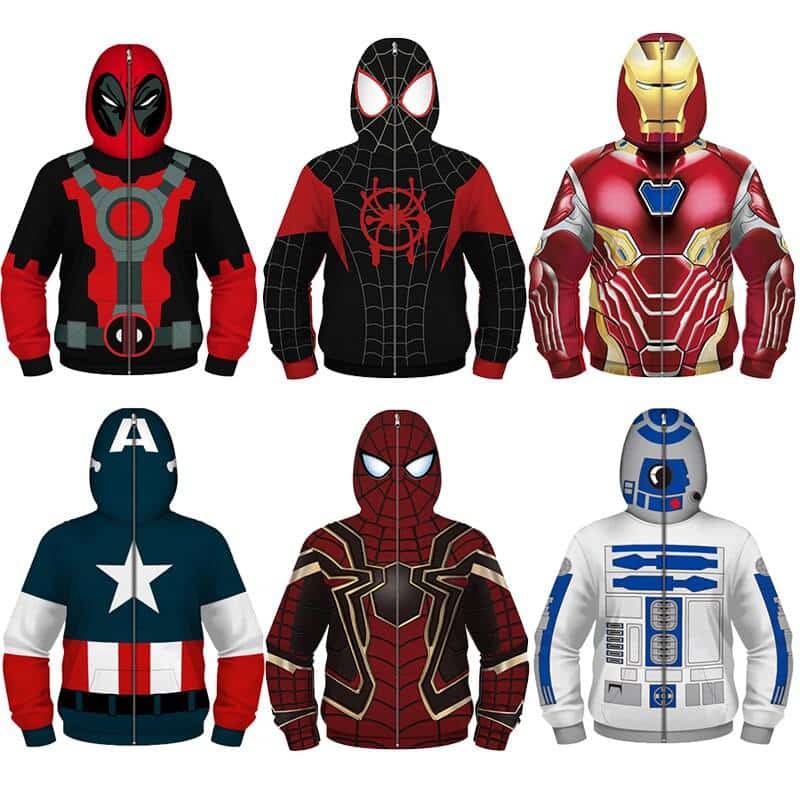 Fight Coronavirus Superhero Hooded Jacket with Mask (The Avengers, Captain America, Iron Man, Spiderman, Star Wars)