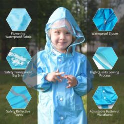 QIAN 2-9 Years Old Fashionable Waterproof Jumpsuit Raincoat Hooded Cartoon Kids One-Piece Rain Coat Tour Children Rain Gear Suit color: Pink|Blue|Yellow  New Arrivals 2020 Fight Coronavirus