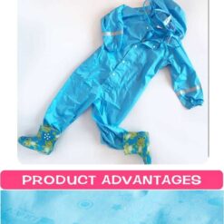 QIAN 2-9 Years Old Fashionable Waterproof Jumpsuit Raincoat Hooded Cartoon Kids One-Piece Rain Coat Tour Children Rain Gear Suit color: Pink|Blue|Yellow  New Arrivals 2020 Fight Coronavirus