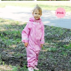 QIAN 2-9 Years Old Fashionable Waterproof Jumpsuit Raincoat Hooded Cartoon Kids One-Piece Rain Coat Tour Children Rain Gear Suit color: Pink|Blue|Yellow  New Arrivals 2020 Fight Coronavirus