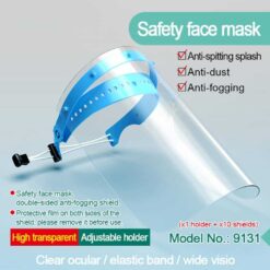 10Pcs Full Face Shield Clear Stretchy Headband Protective Mask Anti-Fog Disposable Protective Visor Shields with Holder color: 10PCS  New Arrivals 2020 Fight Coronavirus