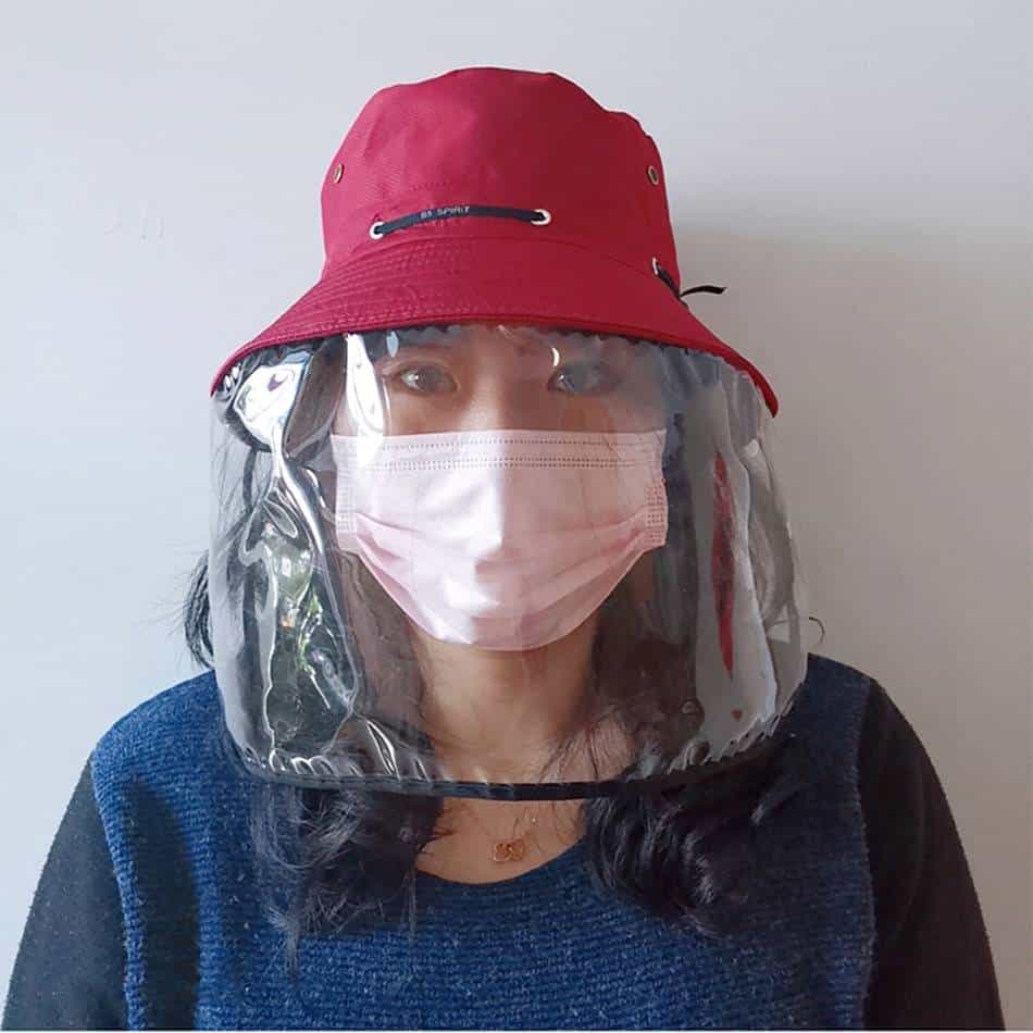 FS 2020 Big Brim Protective Cap Anti Pollen Saliva Face Cover Bucket Hat Adjustable Women Men Eye Protection Caps