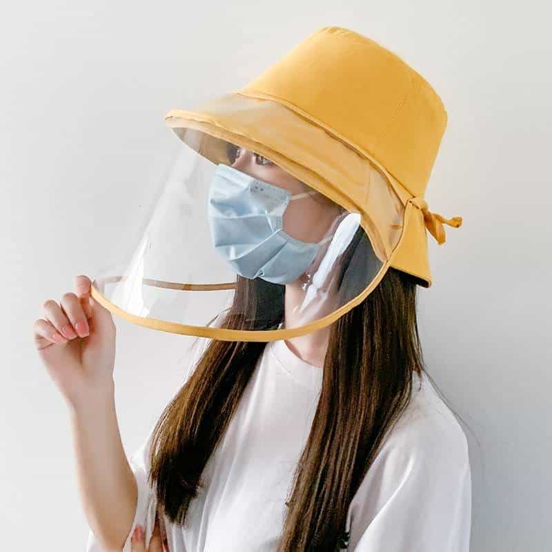 Anti-fog Panama Hat Unisex Summer Anti-saliva Bucket Hats Big Brim Transparent TPU protection Removable Fisherman hat Sun Cap