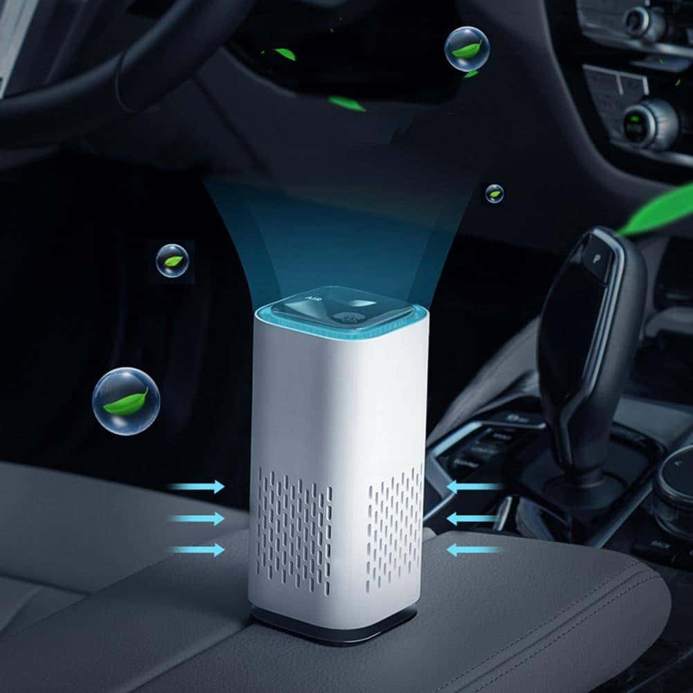 Portable Anion Air Purifier USB Air Cleaner With Night Light Activated Carbon Filter Clear Odor Deodorizer Absorb Dust For Home color: Black|Green|White  New Arrivals 2020 Fight Coronavirus Best Sellers