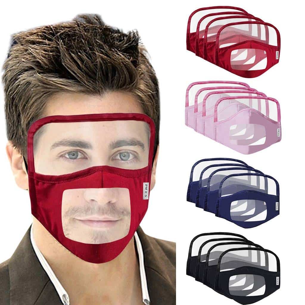 4Pcs Masque Adult Face Mask with Eyes Screen Mask With Clear Window Visible Dustproof Mascarillas Cosplay Mask
