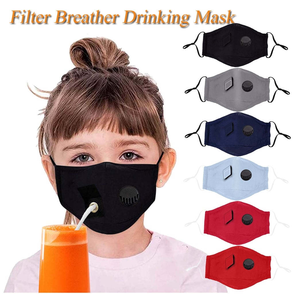 Day Care And Kinder-KKGarden. Wholesale Masks Kids Boys Girl Dustproof Drinking Breather Face Mask Hole Straw Halloween Cosplay Mondkapjes Wasbaar Mascarillas