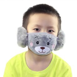 Children Reusable Protective cartoon Printing Mouth Mask Anti Dust Face Mask Windproof Keep Warm Earmuffs Mouth-muffle Mask color: grey|Khaki|Pink|Purple|Red|Blue  New Arrivals Protection Against COVID-19 Safest Face Masks For Kids Best Back to School Face Masks For Kids