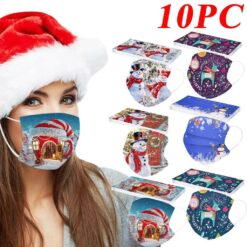 Christmas Mask Disposable Face Mask Adult 10pc Halloween Anime Mask For Face Women’s Printed Masks Fabric Cover Mascara Facial color: A|B|C|D  Face Masks For Adults New Arrivals Protection Against COVID-19 Face Masks