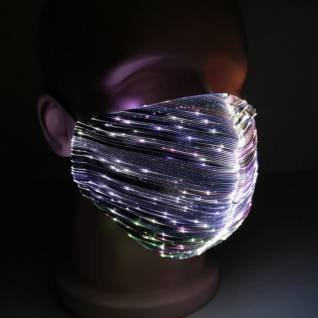 Colorful Led Mask For Women Fashion Colorful Glowing Nightclub Party Bar Bungee Rechargeable Party Decoration Mask Маска color: Black|White  Face Masks For Adults Protection Against COVID-19 Face Masks Safest LED Beauty Masks Best Sellers