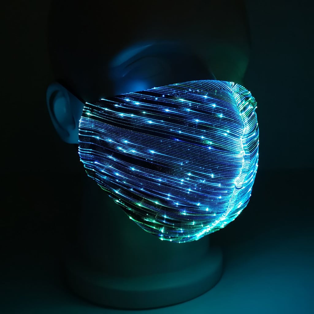Colorful Led Mask For Women Fashion Colorful Glowing Nightclub Party Bar Bungee Rechargeable Party Decoration Mask Маска color: Black|White  Face Masks For Adults Protection Against COVID-19 Face Masks Safest LED Beauty Masks Best Sellers