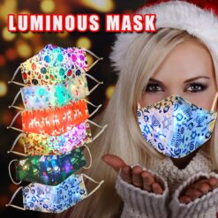 Navidad Christmas Lights Glowing Washable Face Mask Cartoons Covers Fashion Mouths Led Mouth Masks Halloween Cosplay Mascara color: A|B|C|D|E|F|G  Face Masks For Adults New Arrivals Protection Against COVID-19 Face Masks Best Sellers