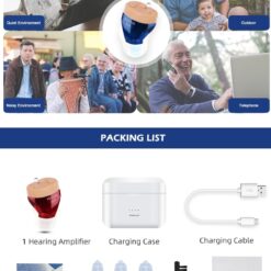 Rechargeable Hearing Aids V30 Intelligent Audifonos Mini Inner Ear for Elderly Sound Amplifier for Deafness with Charging Case color: V30-Blue|V30-Pair|V30-Red  Best Hearing Aids In 2022 New Arrivals Best Sellers
