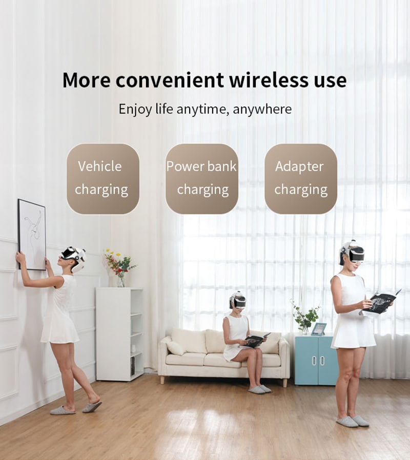 Electric Heating Head Massage Helmet Automatic Air Pressure Vibration Neck Massager Music Eye Massage Health Care