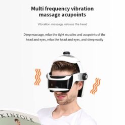 Electric Heating Head Massage Helmet Automatic Air Pressure Vibration Neck Massager Music Eye Massage Health Care color: White  New Arrivals Uncategorized Best Sellers