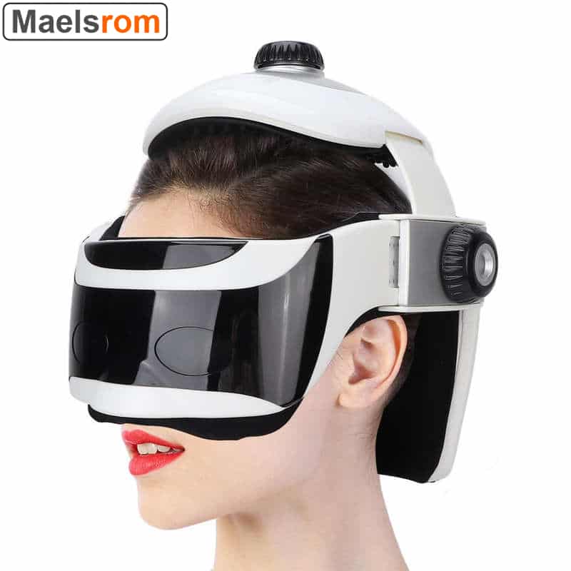 Electric Heating Head Massage Helmet Automatic Air Pressure Vibration Neck Massager Music Eye Massage Health Care