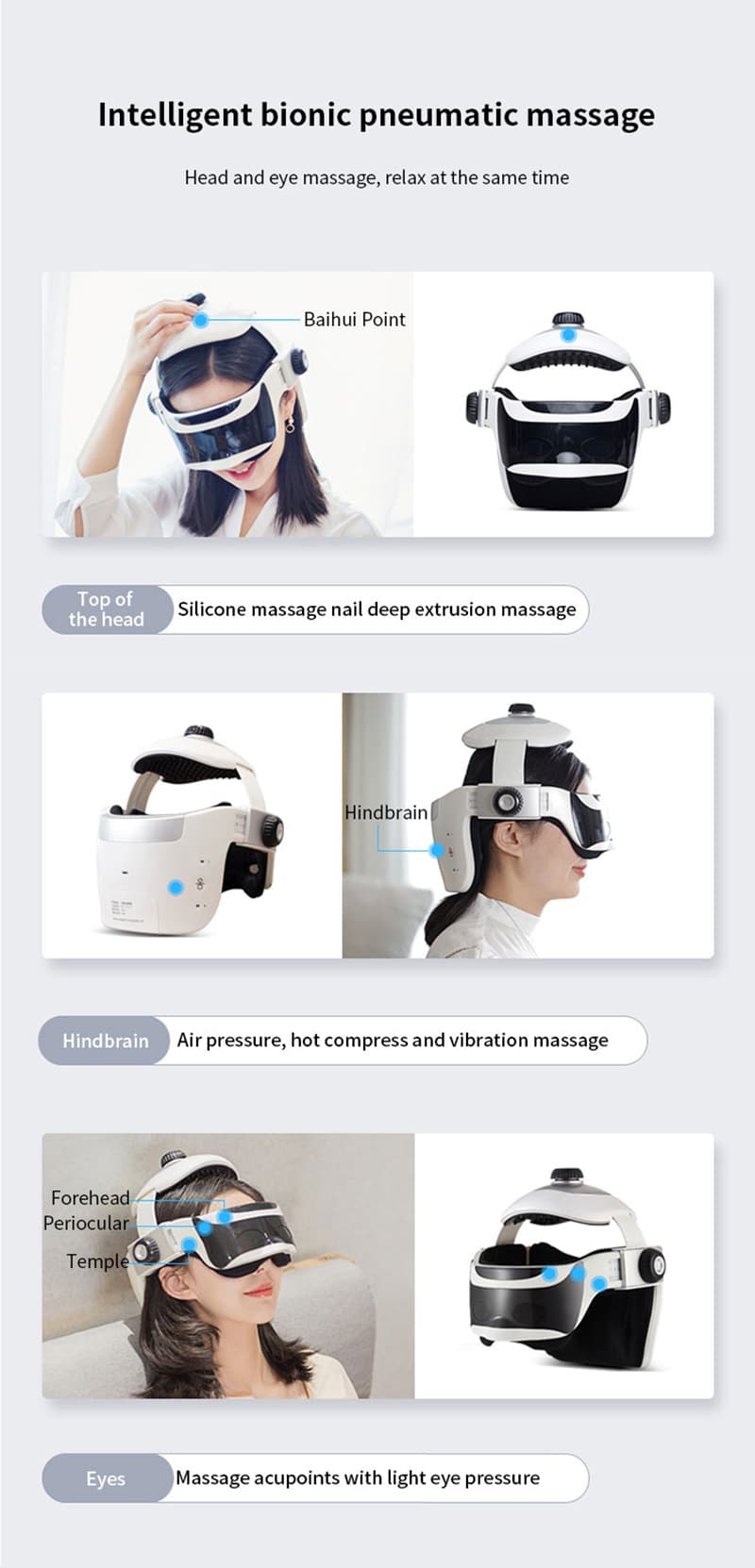 Electric Heating Head Massage Helmet Automatic Air Pressure Vibration Neck Massager Music Eye Massage Health Care