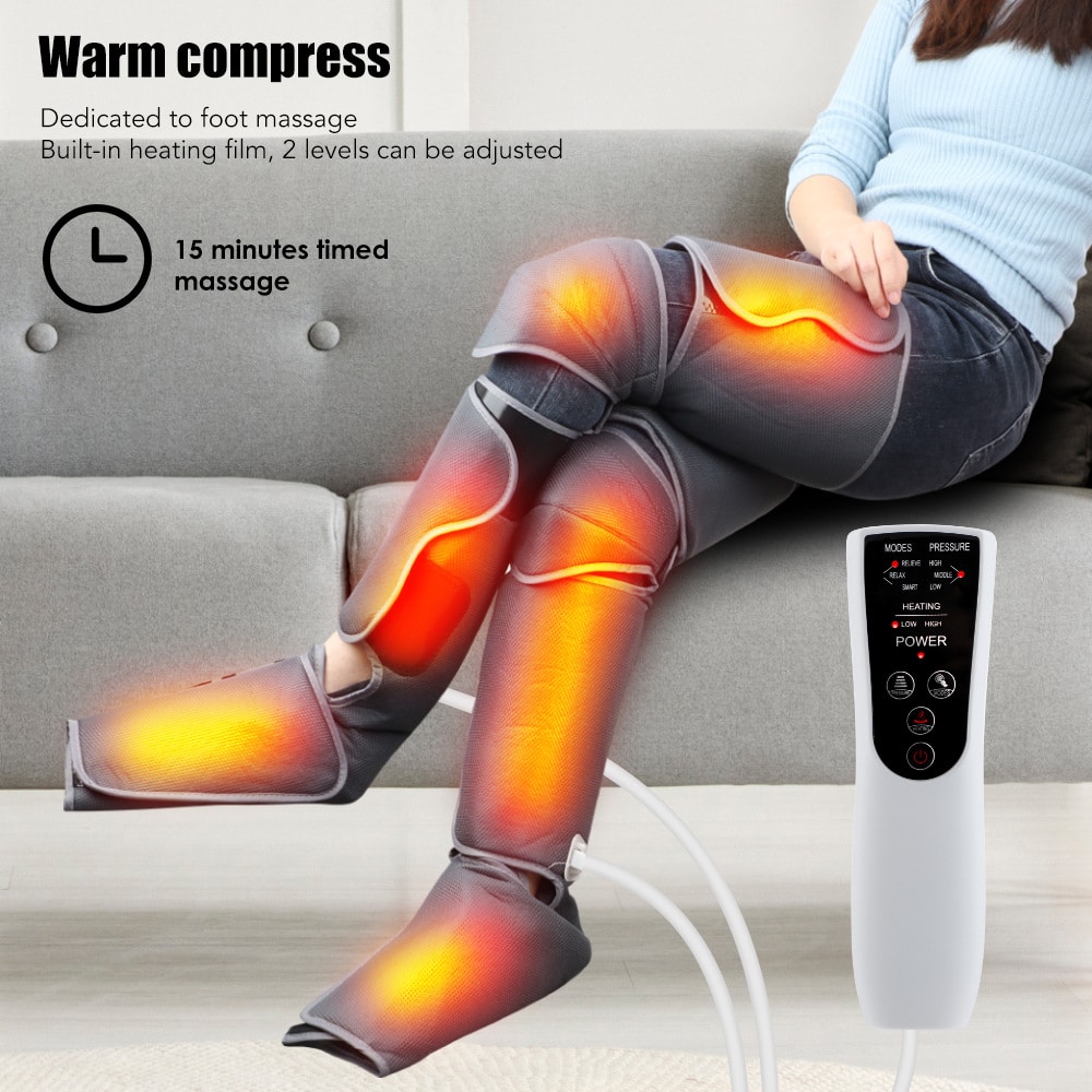 Foot Leg Air Pressure Massager Professional Pressotherapy Leg Massager Air Compression Hot Compress Circulation Muscle Relax