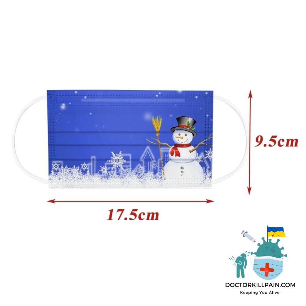 10pcs Christmas Disposable Masks Non-woven Face Masks 3 Layer Ply Filter Anti Dust Breathable Adult Mouth Halloween Cosplay Mask