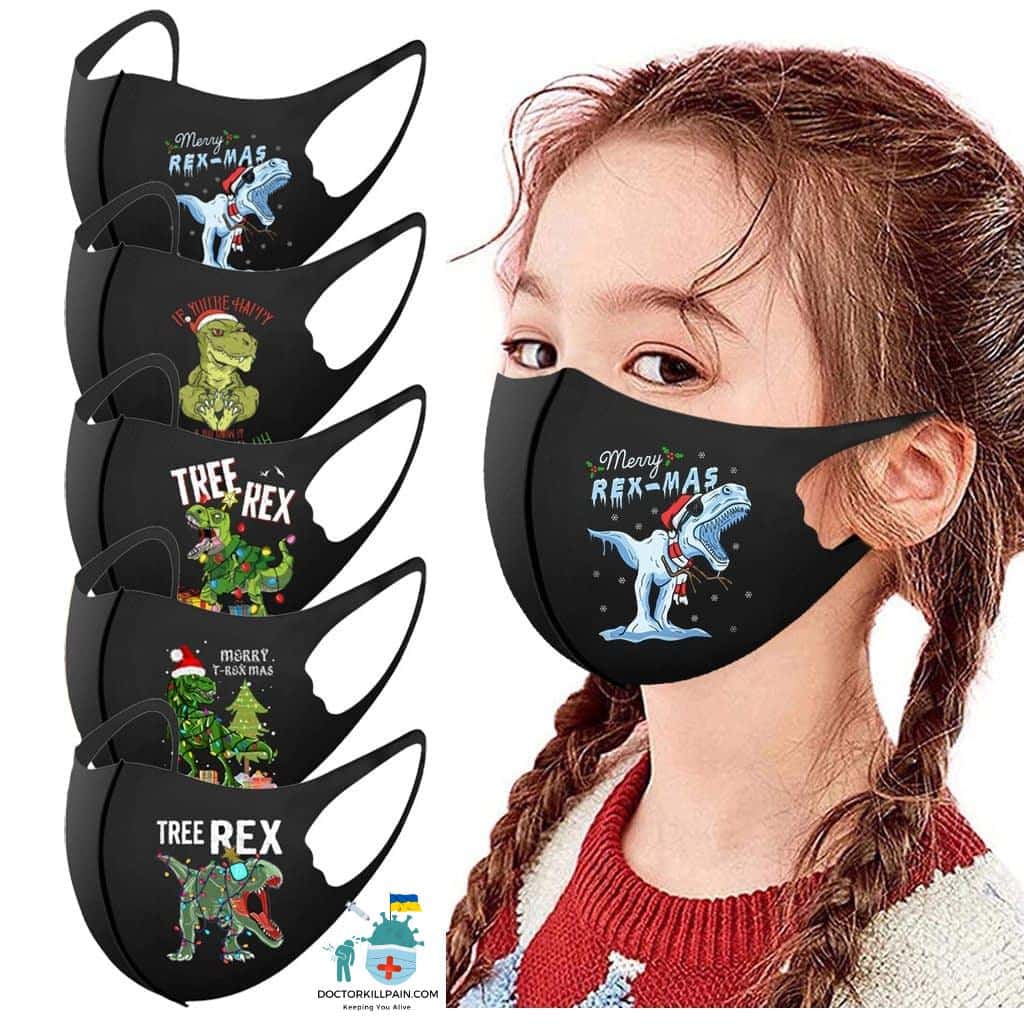 Christmas Cartoon Dinosaur Reusable Face Mask Child Masks For Protection Children Washable Face Mask For Kids Boy Halloween