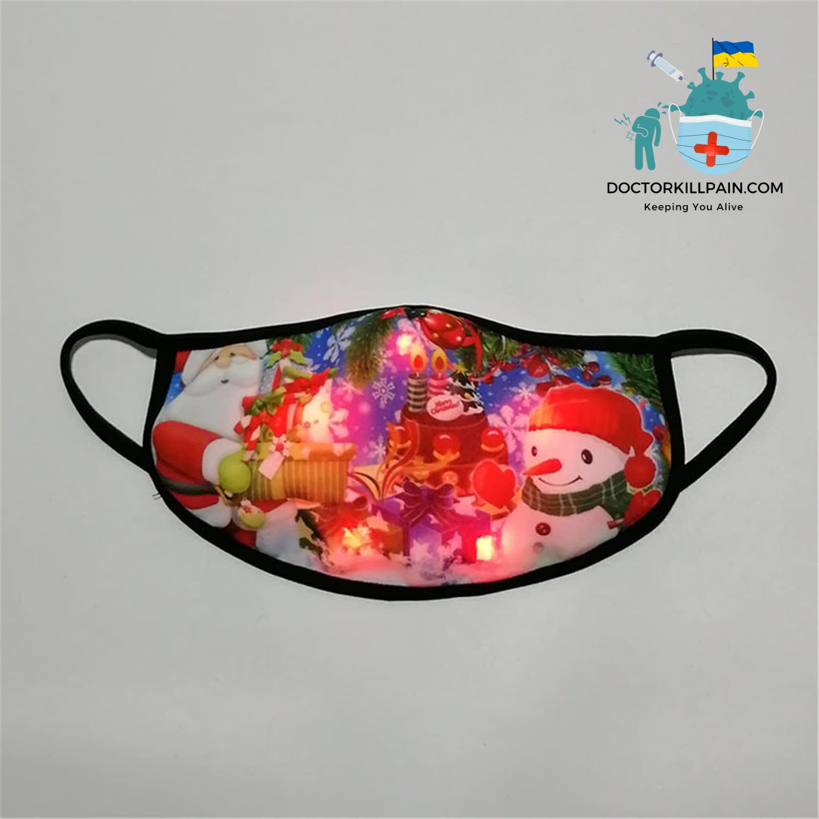 Christmas face Mask. Led Light Up Mask Glowing Christmas Mask Luminous Dust Mask Color Lights Party Rave Mask For Christmas Masquerade Men And Women