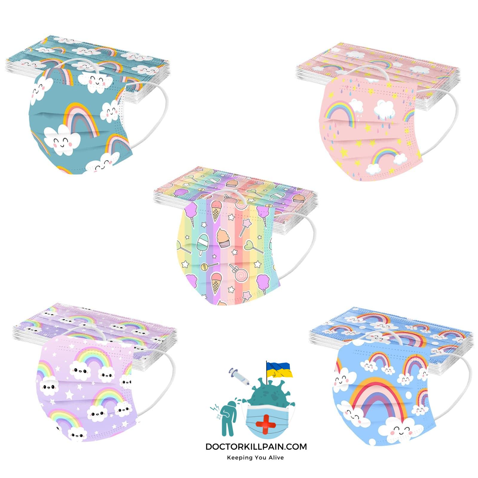 50PCS Mixed Adult Disposable Face Mask Fashion Flower Printed Three-Layer Disposable Face Mask Mascarillas Halloween cosplay