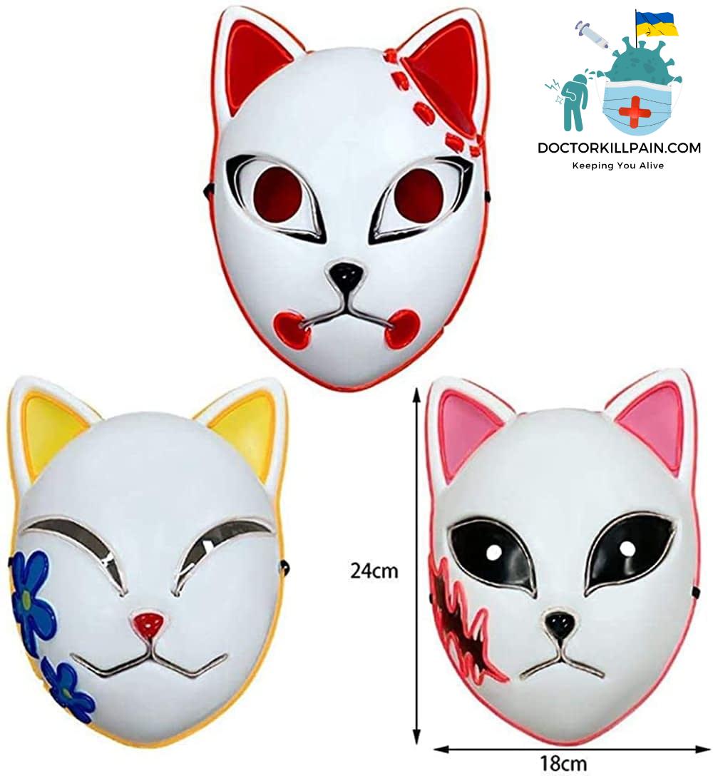 Anime Demon Slayer Kimetsu No Yaiba LED Mask Cosplay Props Sabito Kamado Tanjirou Makomo Halloween Party Light Masks For Adult