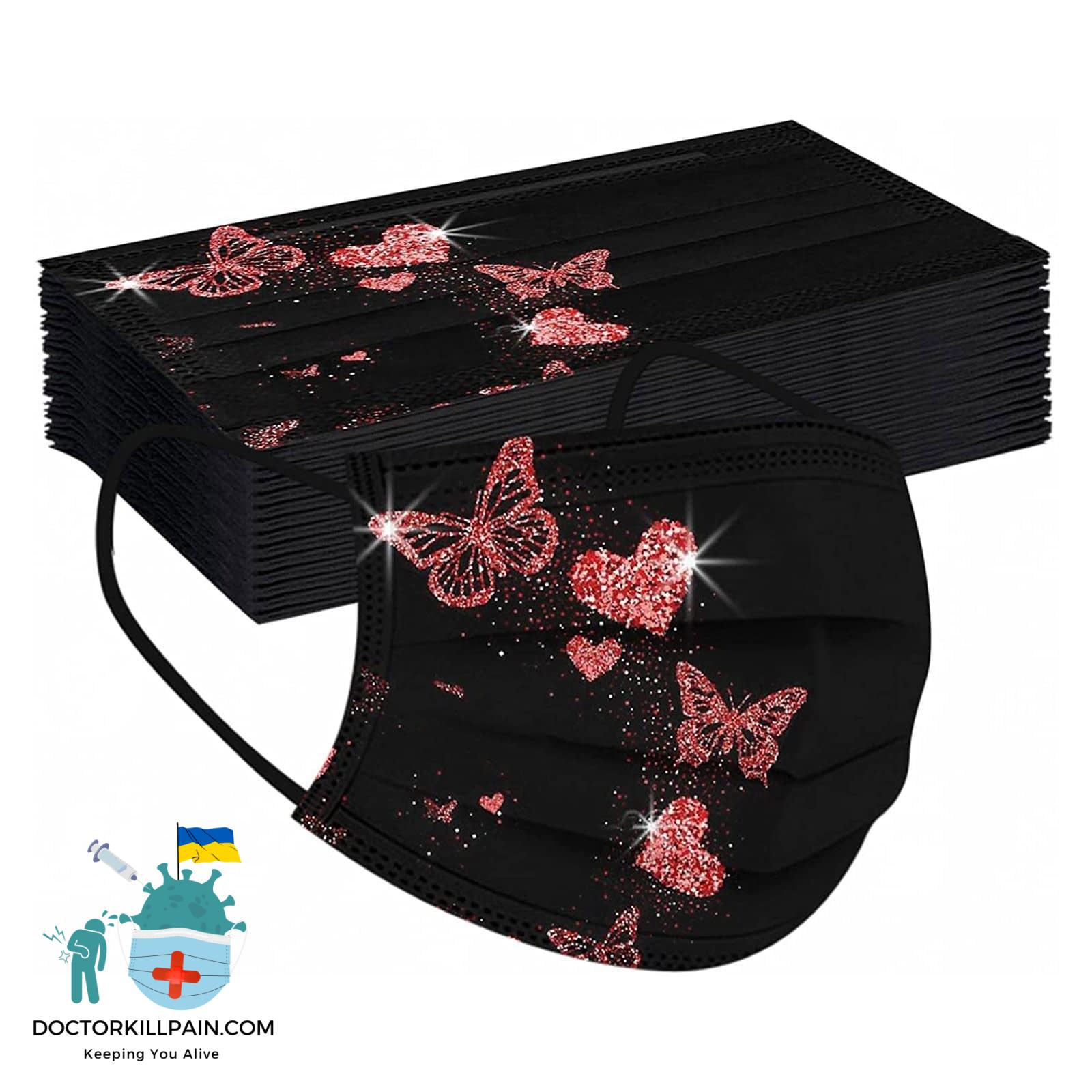 Adult Face Mask. 50pc Disposable Masks Butterflies Mask for Women Fashion Covers Fashion Mouths 3-ply Proteccion Face Masks Halloween Cosplay