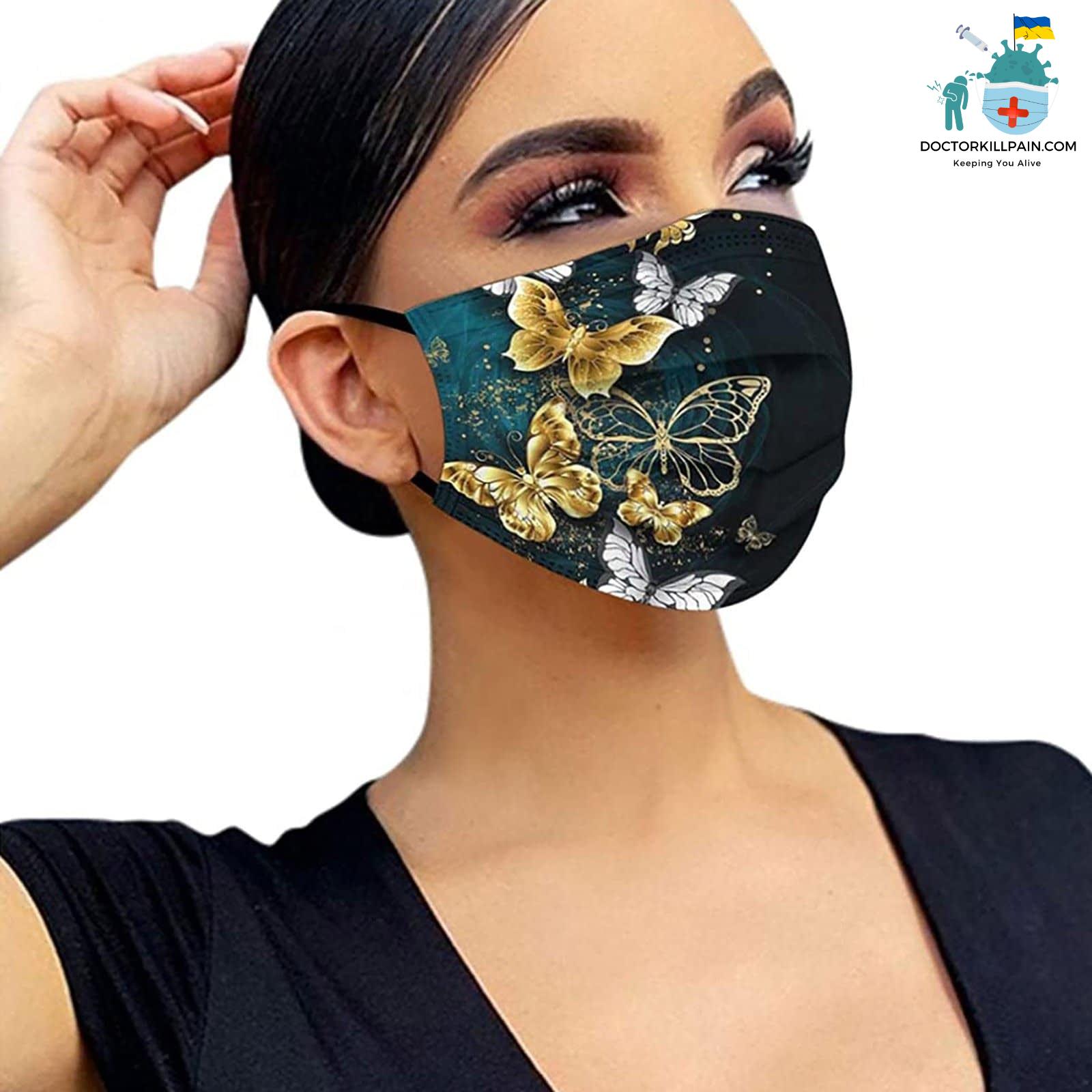 Adult Face Mask. 50pc Disposable Masks Butterflies Mask for Women Fashion Covers Fashion Mouths 3-ply Proteccion Face Masks Halloween Cosplay