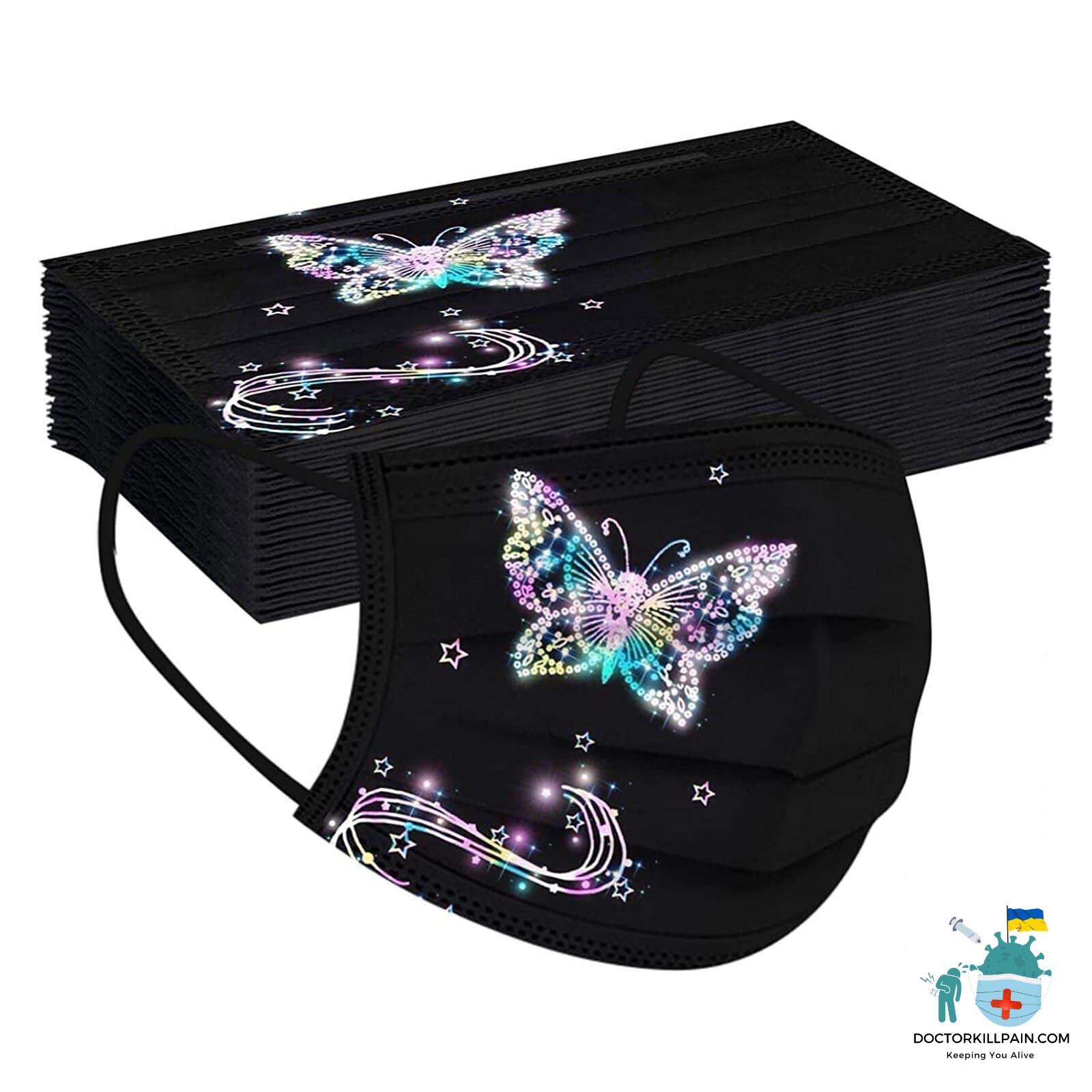 Adult Face Mask. 50pc Disposable Masks Butterflies Mask for Women Fashion Covers Fashion Mouths 3-ply Proteccion Face Masks Halloween Cosplay