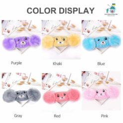 Fluffy Bear Face Mask With Earmuffs For Kids color: grey|Khaki|Pink|Purple|Red|Blue  New Arrivals Protection Against COVID-19 Face Masks & Face Shields Face Masks Safest Face Masks For Kids Best Back to School Face Masks For Kids Best Sellers