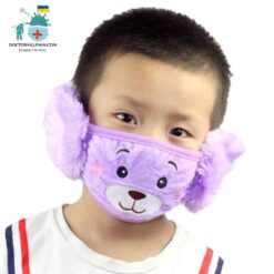 Fluffy Bear Face Mask With Earmuffs For Kids color: grey|Khaki|Pink|Purple|Red|Blue  New Arrivals Protection Against COVID-19 Face Masks & Face Shields Face Masks Safest Face Masks For Kids Best Back to School Face Masks For Kids Best Sellers
