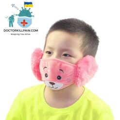 Fluffy Bear Face Mask With Earmuffs For Kids color: grey|Khaki|Pink|Purple|Red|Blue  New Arrivals Protection Against COVID-19 Face Masks & Face Shields Face Masks Safest Face Masks For Kids Best Back to School Face Masks For Kids Best Sellers