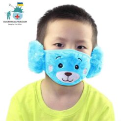 Fluffy Bear Face Mask With Earmuffs For Kids color: grey|Khaki|Pink|Purple|Red|Blue  New Arrivals Protection Against COVID-19 Face Masks & Face Shields Face Masks Safest Face Masks For Kids Best Back to School Face Masks For Kids Best Sellers