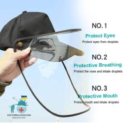 Hat With Protective Flip-Up Face Shield color: Khaki|Red|Black|Blue|White|Yellow  New Arrivals Protection Against COVID-19 Face Masks & Face Shields Face Shields Face Shields For Adults Best Sellers