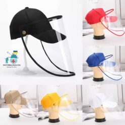 Hat With Protective Flip-Up Face Shield color: Khaki|Red|Black|Blue|White|Yellow  New Arrivals Protection Against COVID-19 Face Masks & Face Shields Face Shields Face Shields For Adults Best Sellers