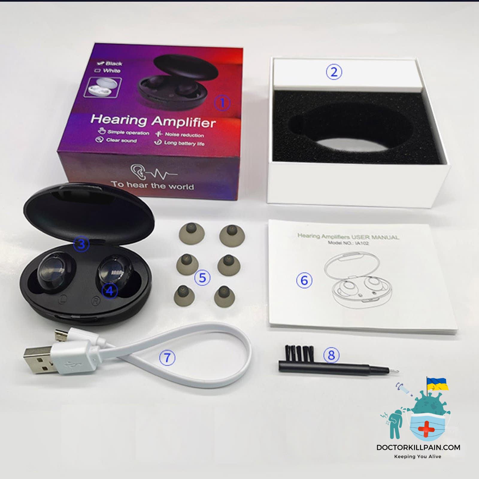 1 Pair USB Rechargeable Mini In Ear Portable Invisible Hearing Aids Assistant Adjustable Tone Sound Amplifier For Deaf Elderly