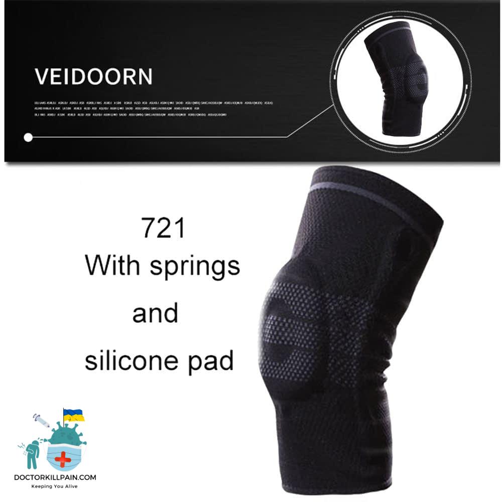 Veidoorn 1PCS Compression Knee Support Sleeve Protector Elastic Knee Pads Brace Springs Gym Sports Basketball Volleyball Running