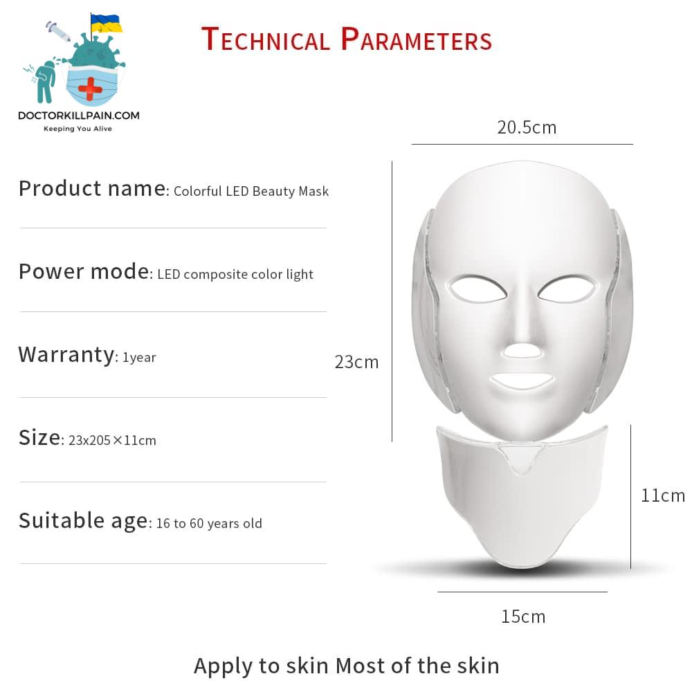 Foreverlily 7 Colors Led Facial Mask Led Korean Photon Therapy Face Mask Machine Light Therapy Acne Mask Neck Beauty Led Mask