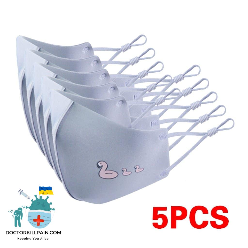 5pcs Cute Mask For Face Children Fabric Mask For Face Kids Mask Jettable Child Mouth Cap Print Mascarillas Ninos Masque Enfant