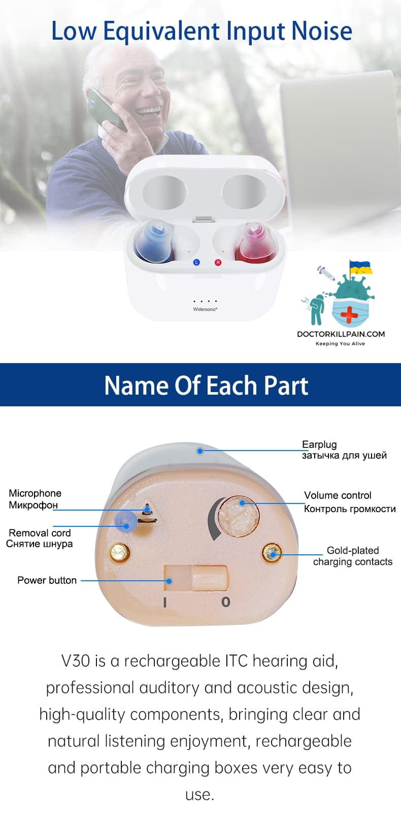 Rechargeable Hearing Aids V30 Intelligent Audifonos Mini Inner Ear for Elderly Sound Amplifier for Deafness with Charging Case Rechargeable Hearing Aids V30 Intelligent Audifonos Mini Inner Ear for Elderly Sound Amplifier for Deafness with Charging Case