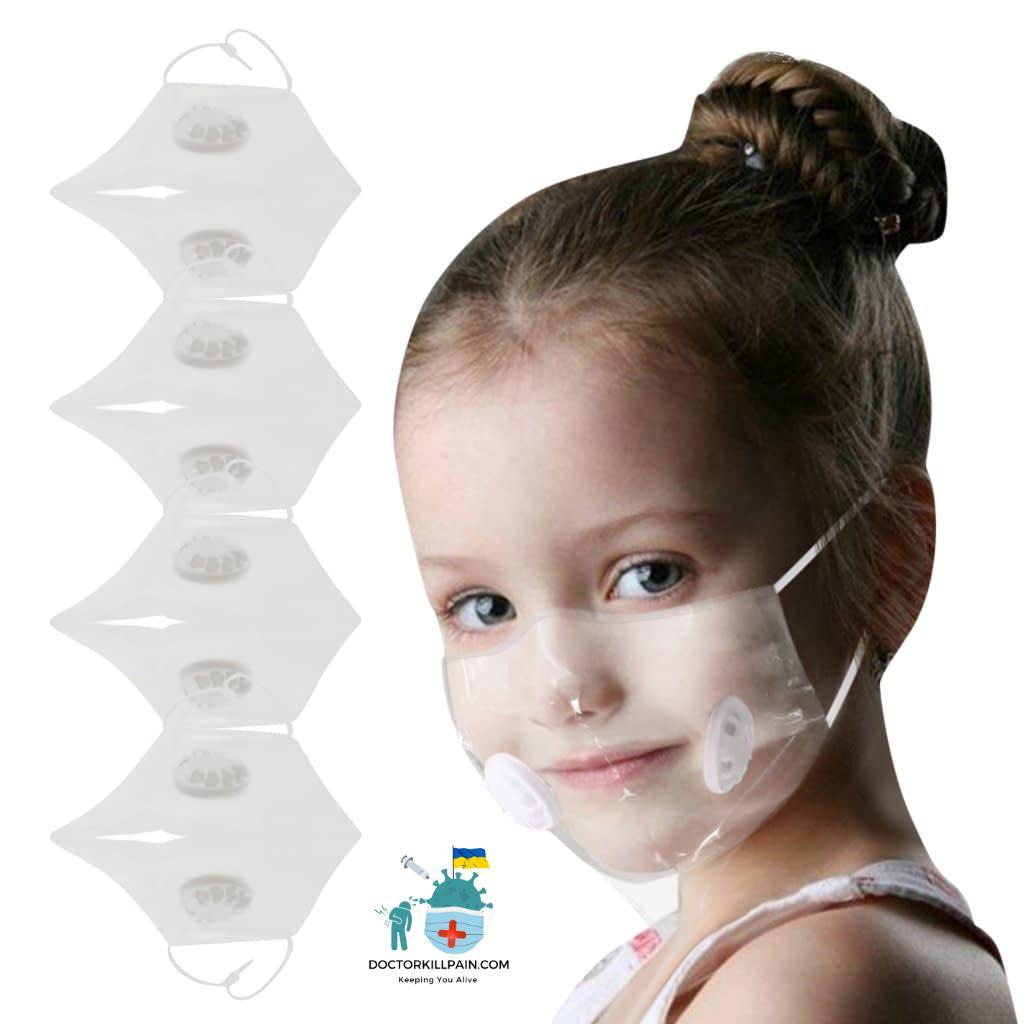 Transparent Mouth Masks For Kids 4pcs Transparent Mask Headband Hiking Scarves Christmas Masks Face Masque Enfant Mascarillas