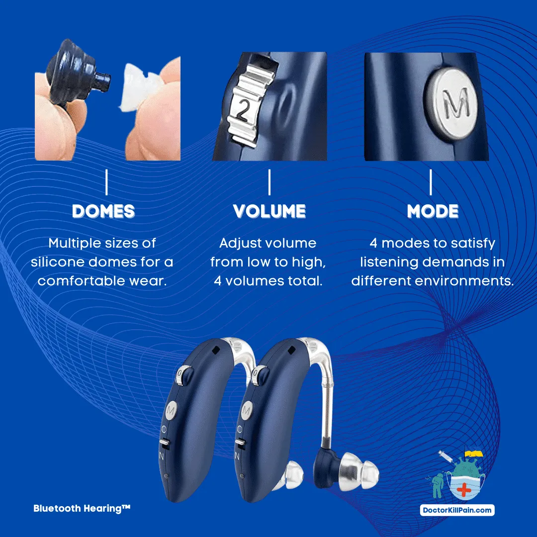Bluetooth Hearing™️ Domes, Volume & Mode Features